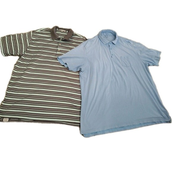 2 Peter Millar Polo Shirts Size XXL Stripe Cotton Short Sleeve - Picture 2 of 6